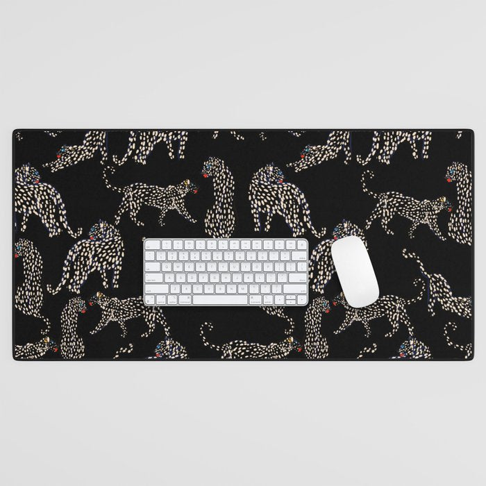 Boho modern black cheetah  Desk Mat Gallery Image 1