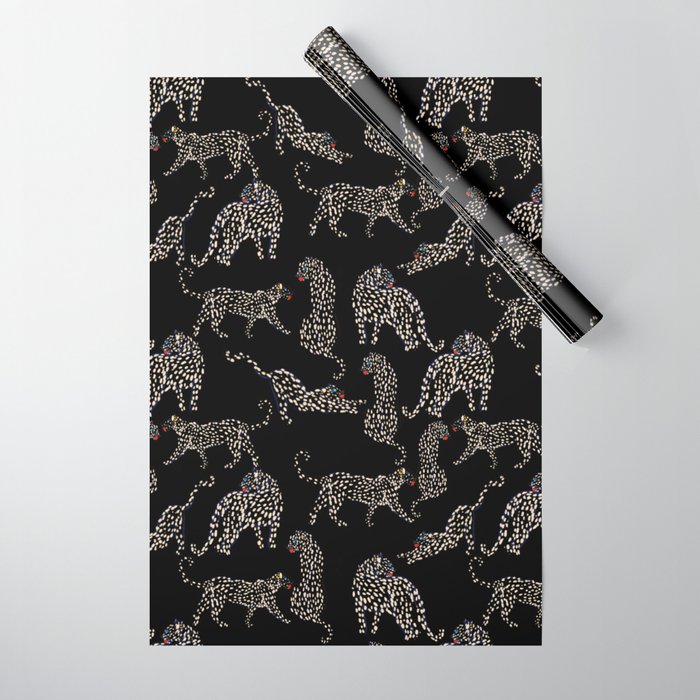 Boho modern black cheetah  Wrapping Paper Gallery Image 1