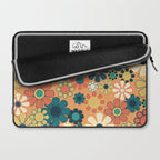 Pretty Groovy Retro Garden 60s 70s Aesthetic Floral Pattern in 1970s Orange Teal Blue and Yellow Laptop Sleeve Gallery Image 2