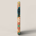 Pretty Groovy Retro Garden 60s 70s Aesthetic Floral Pattern in 1970s Orange Teal Blue and Yellow iPhone Case Gallery Image 2