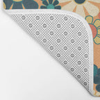 Pretty Groovy Retro Garden 60s 70s Aesthetic Floral Pattern in 1970s Orange Teal Blue and Yellow Bath Mat Gallery Image 2