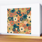 Pretty Groovy Retro Garden 60s 70s Aesthetic Floral Pattern in 1970s Orange Teal Blue and Yellow Wall Mural Gallery Image 2