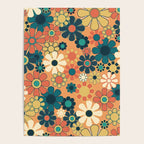 Pretty Groovy Retro Garden 60s 70s Aesthetic Floral Pattern in 1970s Orange Teal Blue and Yellow Poster Gallery Image 4