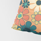 Pretty Groovy Retro Garden 60s 70s Aesthetic Floral Pattern in 1970s Orange Teal Blue and Yellow Pillow Sham Gallery Image 4