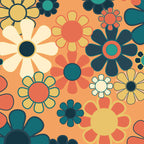 Pretty Groovy Retro Garden 60s 70s Aesthetic Floral Pattern in 1970s Orange Teal Blue and Yellow Coffee Mug Gallery Image 2