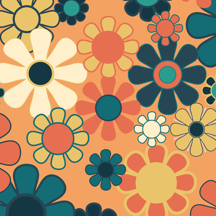 Pretty Groovy Retro Garden 60s 70s Aesthetic Floral Pattern in 1970s Orange Teal Blue and Yellow Coffee Mug Gallery Image 2