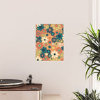 Pretty Groovy Retro Garden 60s 70s Aesthetic Floral Pattern in 1970s Orange Teal Blue and Yellow Poster Gallery Image 2