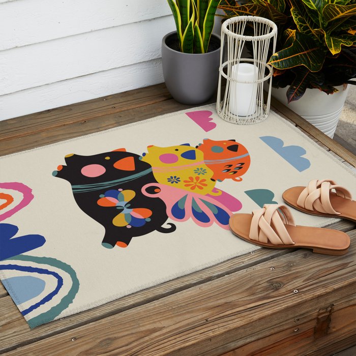 Flying pigs Outdoor Rug Gallery Image 2