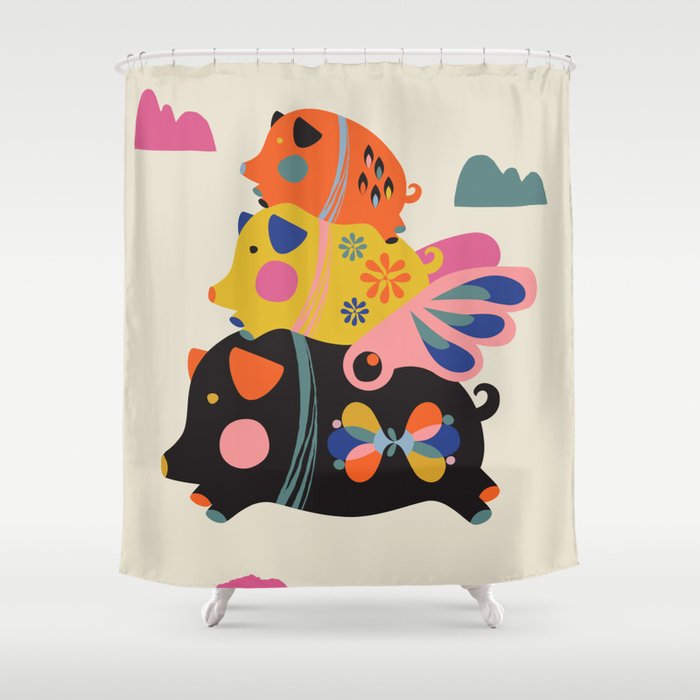 Flying pigs Shower Curtain Gallery Image 1