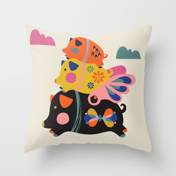 Flying pigs Throw Pillow Gallery Image 6