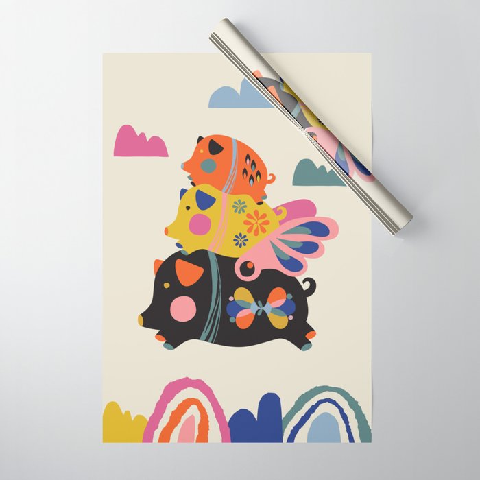 Flying pigs Wrapping Paper Gallery Image 1