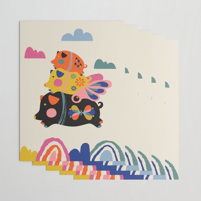 Flying pigs Wrapping Paper Gallery Image 3