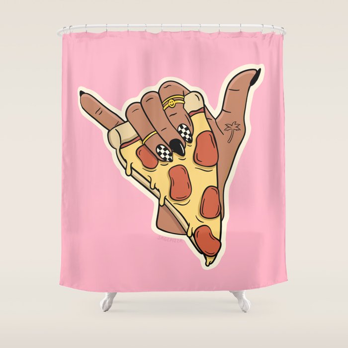 PIZZA SHAKA (DARK) Shower Curtain Gallery Image 1