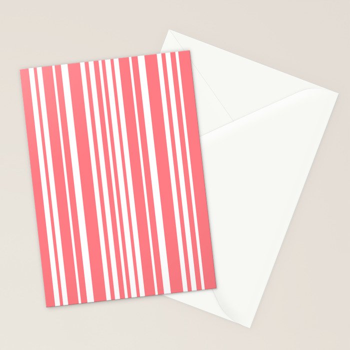 Classic Stripes XXXII - Coral Pink Stationery Card Gallery Image 2