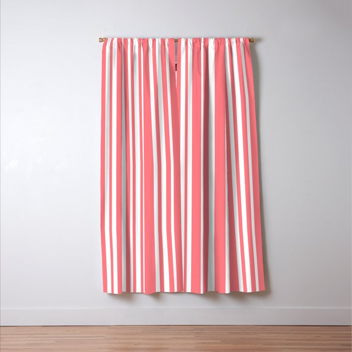 Classic Stripes XXXII - Coral Pink Window Curtain Gallery Image 3
