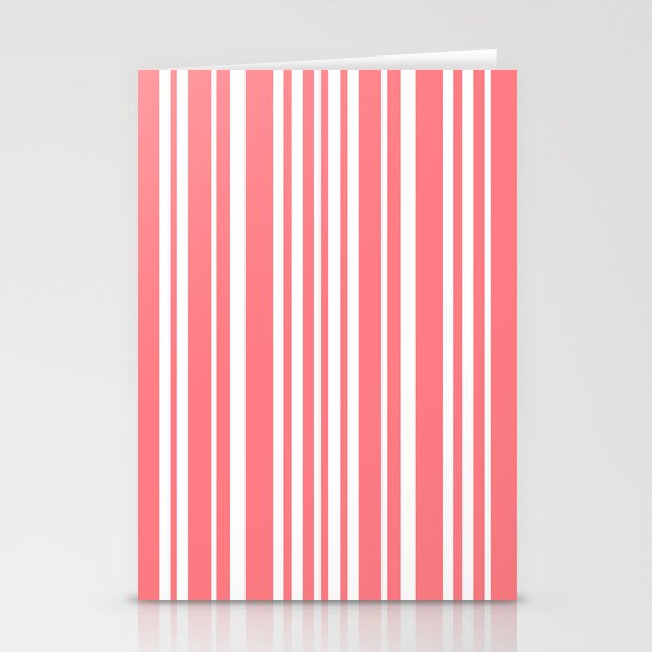 Classic Stripes XXXII - Coral Pink Stationery Card Gallery Image 2