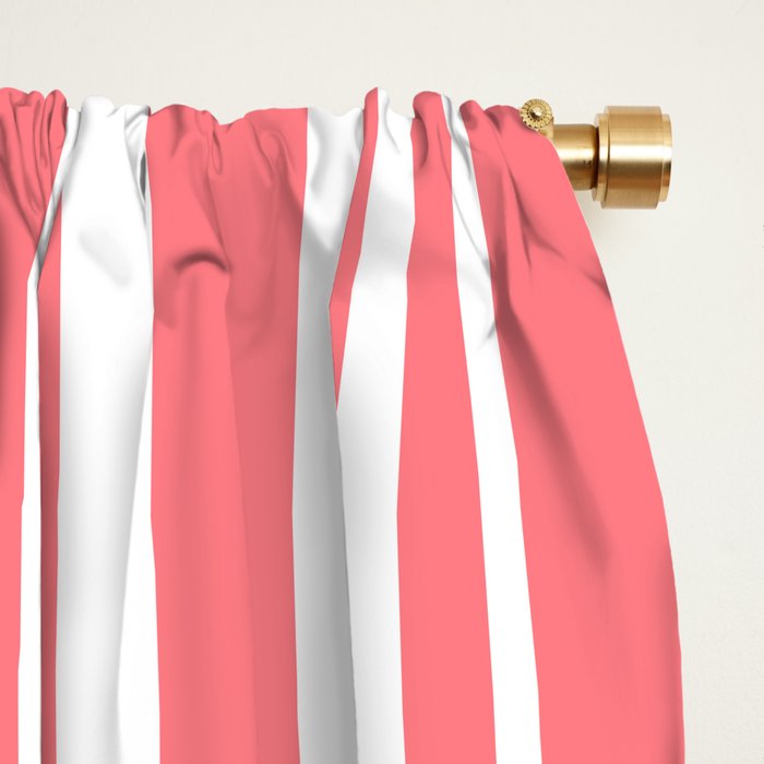 Classic Stripes XXXII - Coral Pink Window Curtain Gallery Image 2