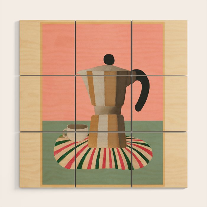 Moka Pot Still Life Wood Wall Art Gallery Image 1