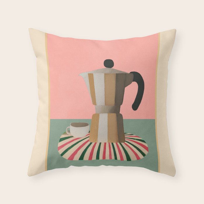 Moka Pot Still Life Throw Pillow Gallery Image 1