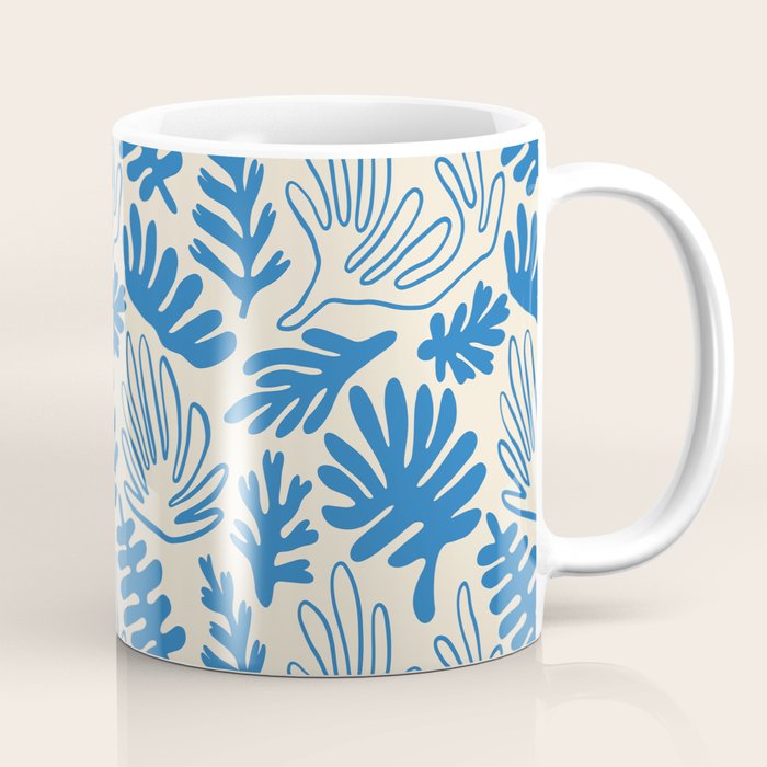 Abstract blue nature leaf art pattern Coffee Mug Gallery Image 1