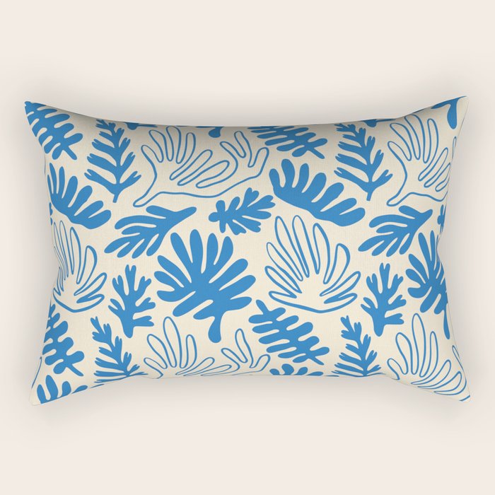 Abstract blue nature leaf art pattern Rectangular Pillow Gallery Image 1