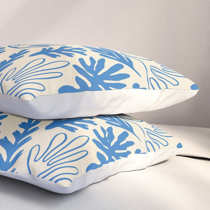 Abstract blue nature leaf art pattern Pillow Sham Gallery Image 3