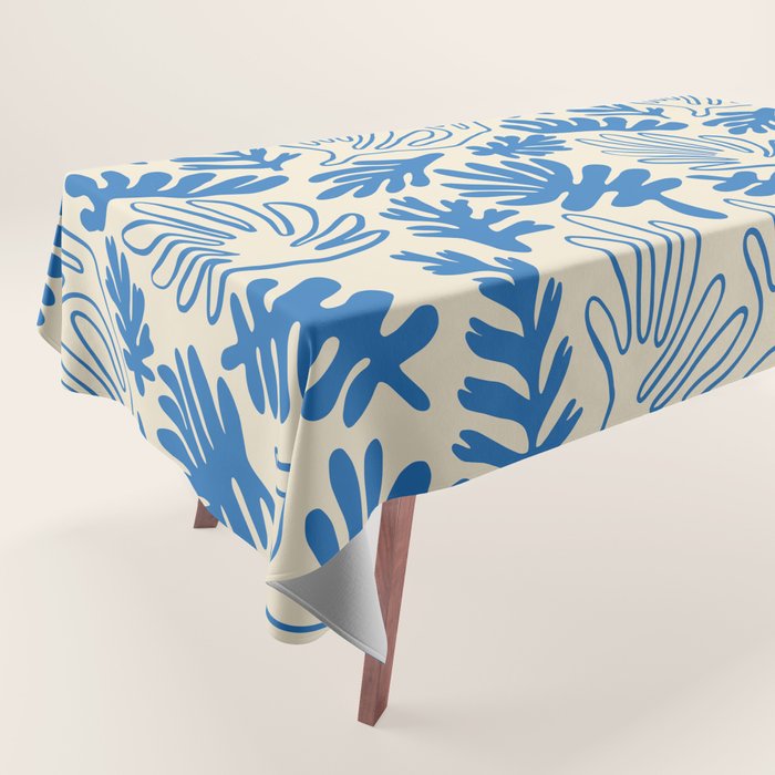 Abstract blue nature leaf art pattern Tablecloth Gallery Image 1
