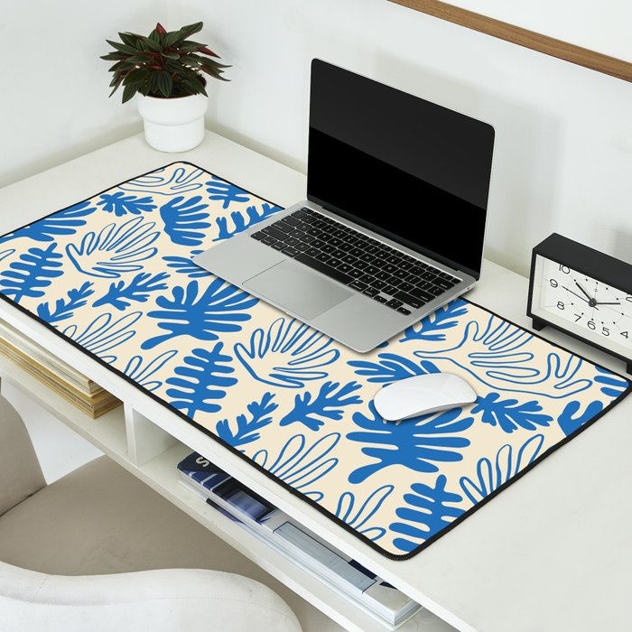Abstract blue nature leaf art pattern Desk Mat Gallery Image 2