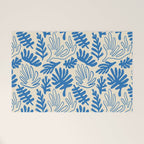 Abstract blue nature leaf art pattern Welcome Mat Gallery Image 1