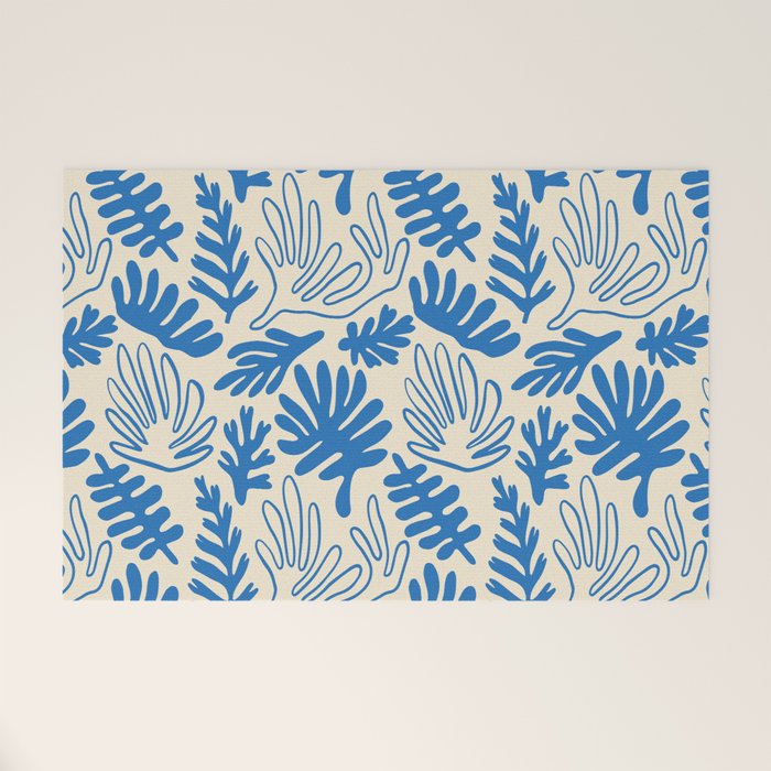 Abstract blue nature leaf art pattern Welcome Mat Gallery Image 1