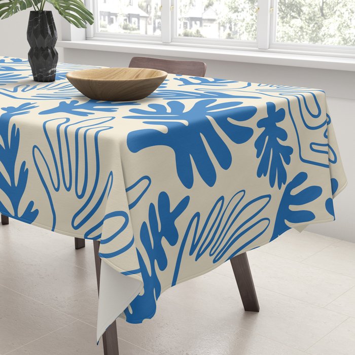 Abstract blue nature leaf art pattern Tablecloth Gallery Image 3