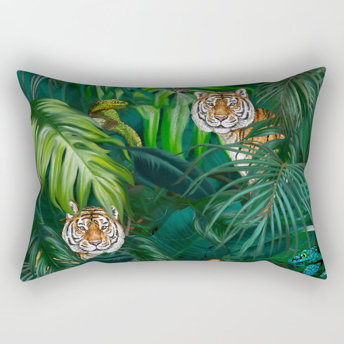 Jungle Tiger Prints Rectangular Pillow Gallery Image 2