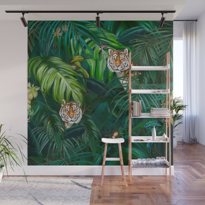 Jungle Tiger Prints Wall Mural Gallery Image 1