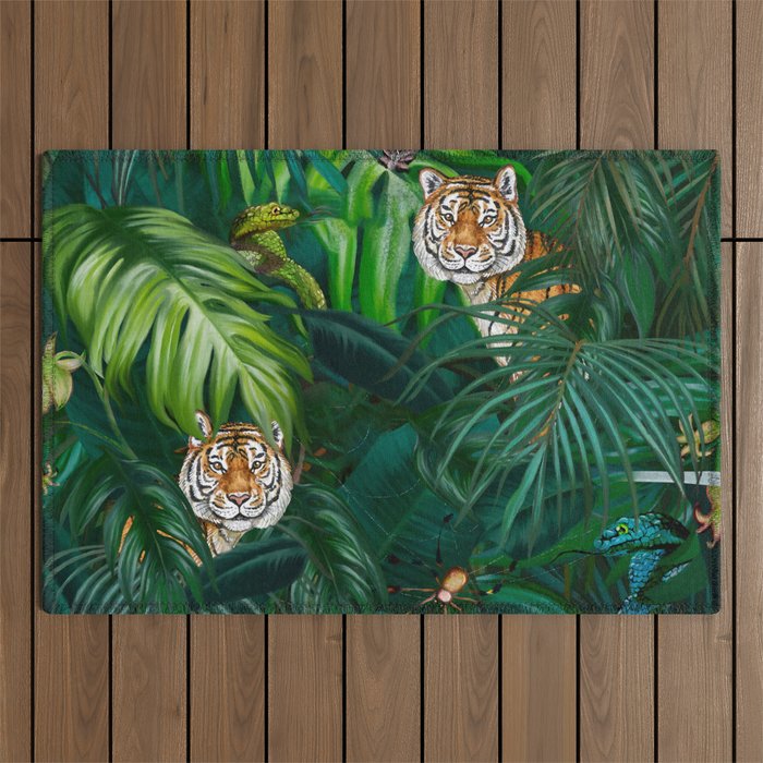 Jungle Tiger Prints Outdoor Rug Gallery Image 1