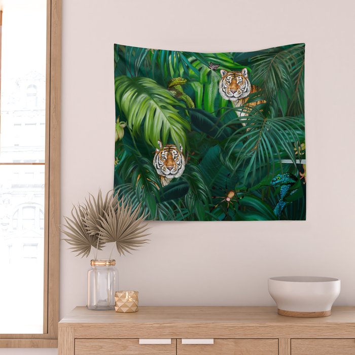 Jungle Tiger Prints Wall Tapestry Gallery Image 2