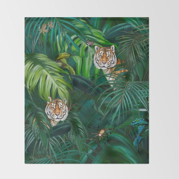 Jungle Tiger Prints Throw Blanket Gallery Image 2