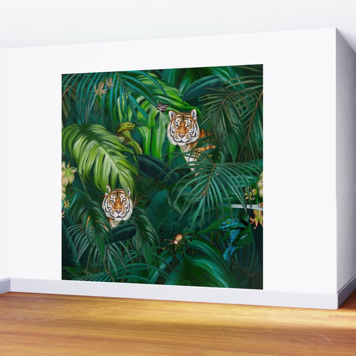 Jungle Tiger Prints Wall Mural Gallery Image 2