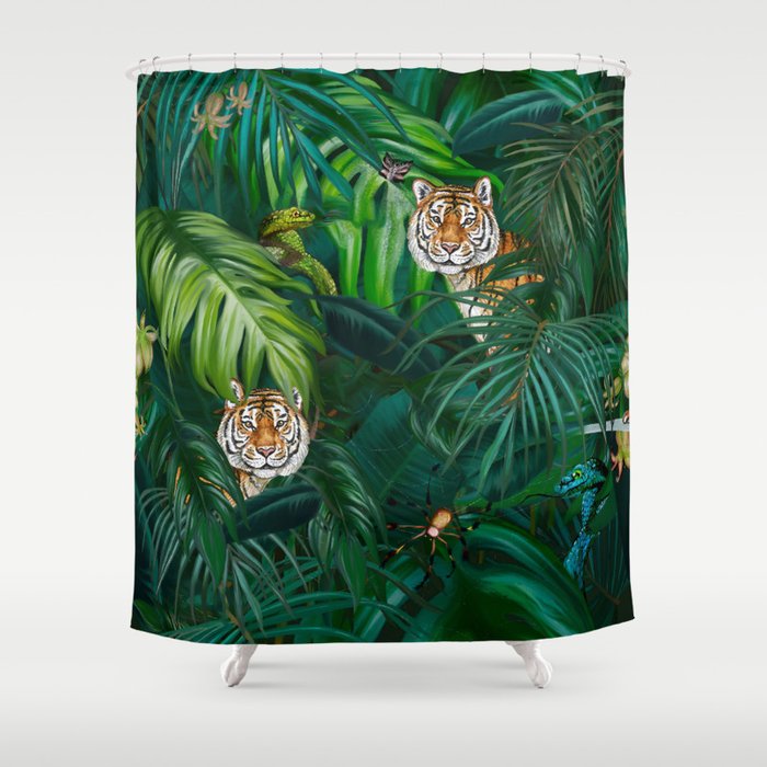 Jungle Tiger Prints Shower Curtain Gallery Image 1