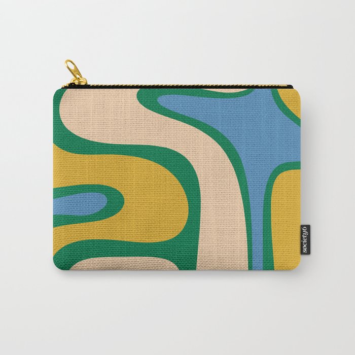 Retro Copacetic Abstract Pattern Blue Green Mustard Carry All Pouch Gallery Image 1