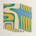 Retro Copacetic Abstract Pattern Blue Green Mustard Wrapping Paper Gallery Image 3