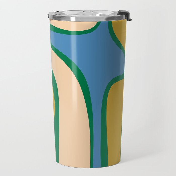 Retro Copacetic Abstract Pattern Blue Green Mustard Travel Mug Gallery Image 2