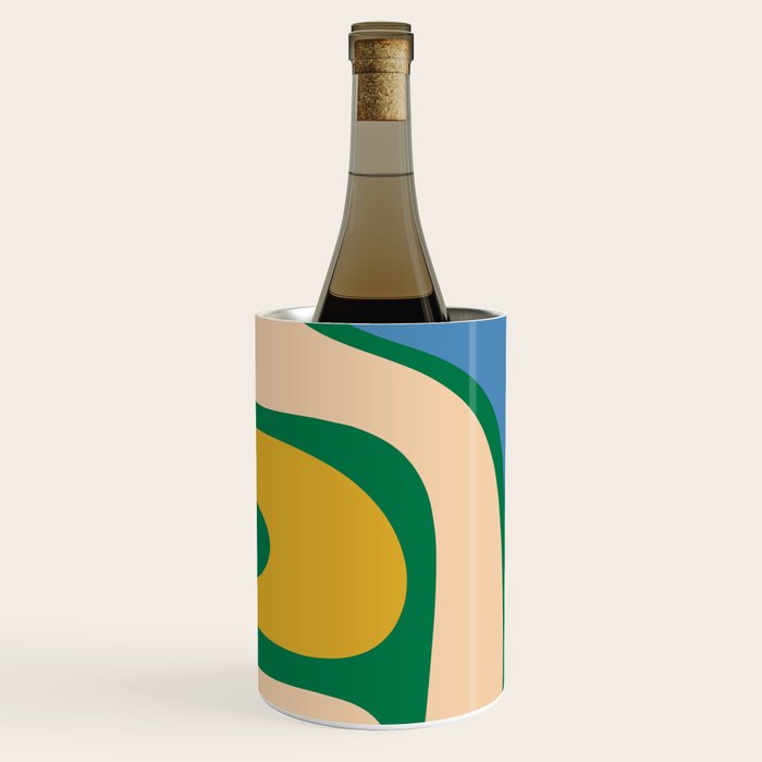 Retro Copacetic Abstract Pattern Blue Green Mustard Wine Chiller Gallery Image 1