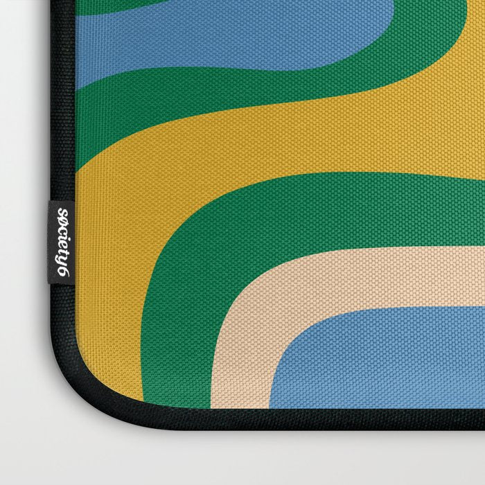 Retro Copacetic Abstract Pattern Blue Green Mustard Laptop Sleeve Gallery Image 3