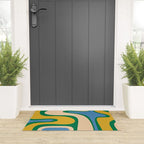 Retro Copacetic Abstract Pattern Blue Green Mustard Welcome Mat Gallery Image 3
