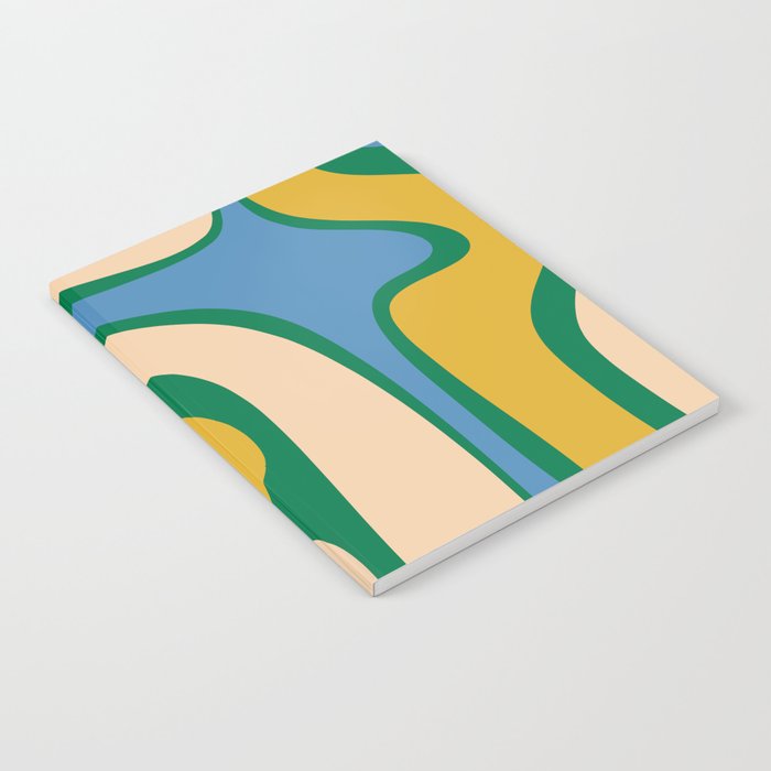 Retro Copacetic Abstract Pattern Blue Green Mustard Notebook Gallery Image 2