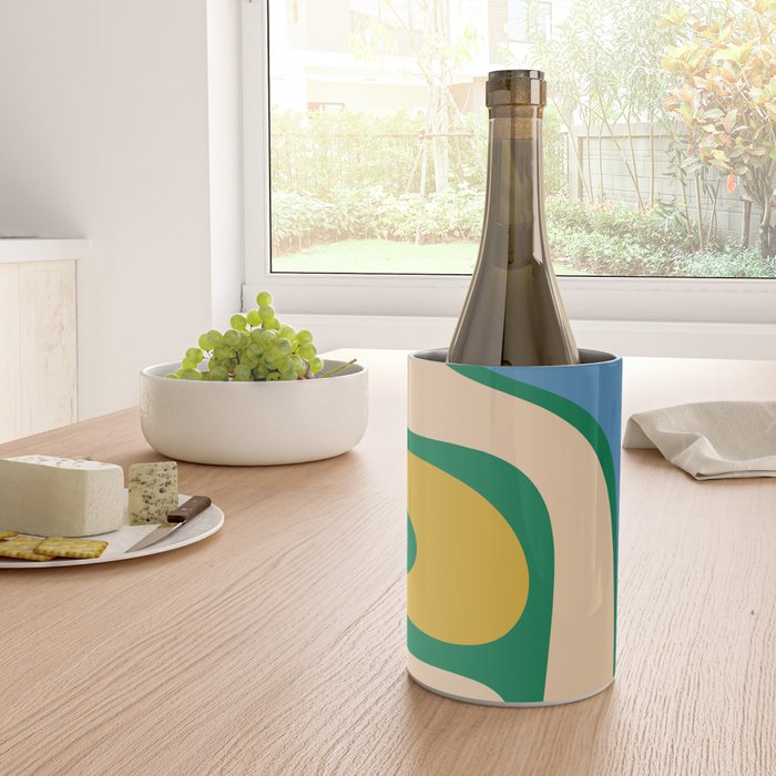 Retro Copacetic Abstract Pattern Blue Green Mustard Wine Chiller Gallery Image 4