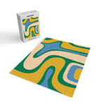 Retro Copacetic Abstract Pattern Blue Green Mustard Jigsaw Puzzle Gallery Image 2