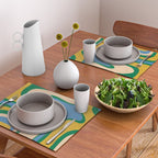 Retro Copacetic Abstract Pattern Blue Green Mustard Placemat Gallery Image 2
