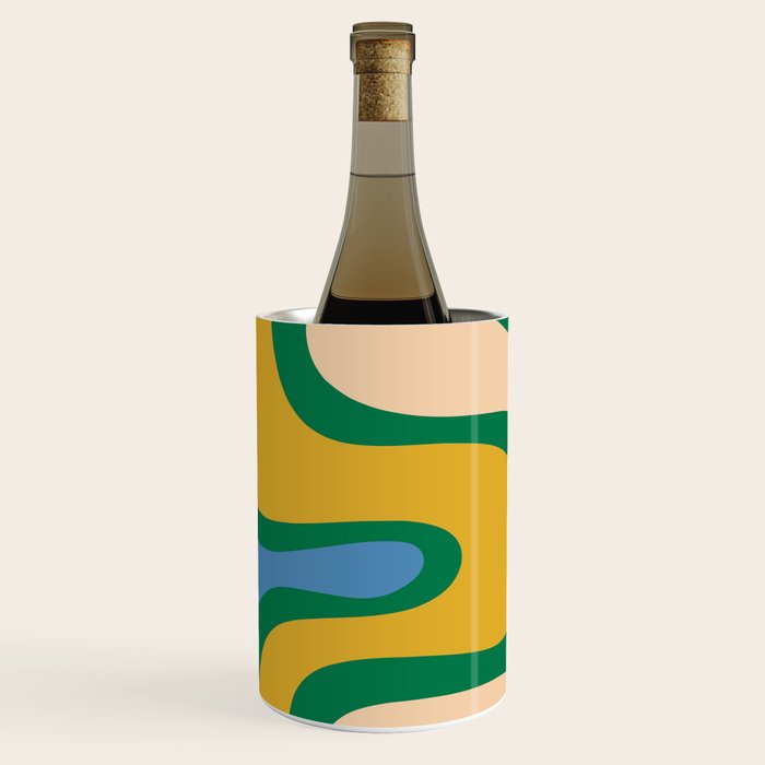 Retro Copacetic Abstract Pattern Blue Green Mustard Wine Chiller Gallery Image 2