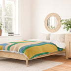 Retro Copacetic Abstract Pattern Blue Green Mustard Duvet Cover Gallery Image 2